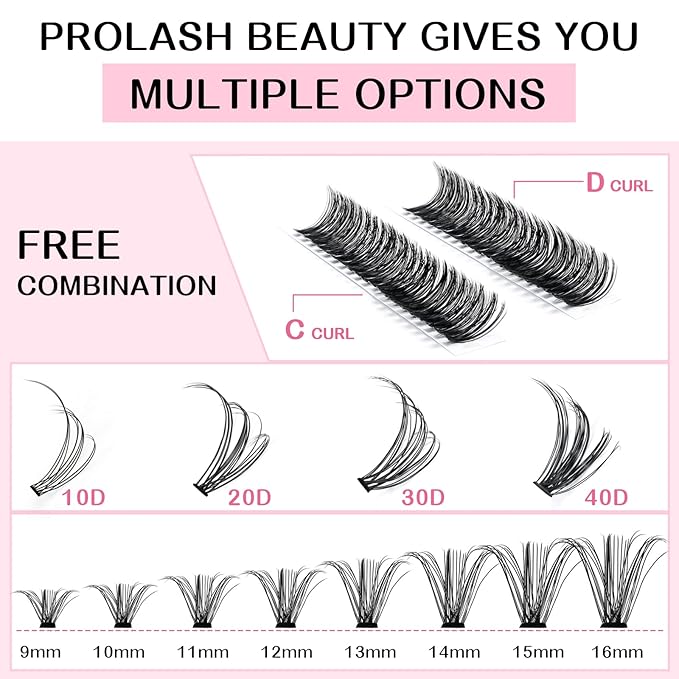 280 Pcs Individual Lashes 30D+40D Mixed Lash Clusters 14 Rows Cluster Lashes that Look Like Eyelash Extensions DIY Lash Extension Self Application At Home (30+40-C-12)
