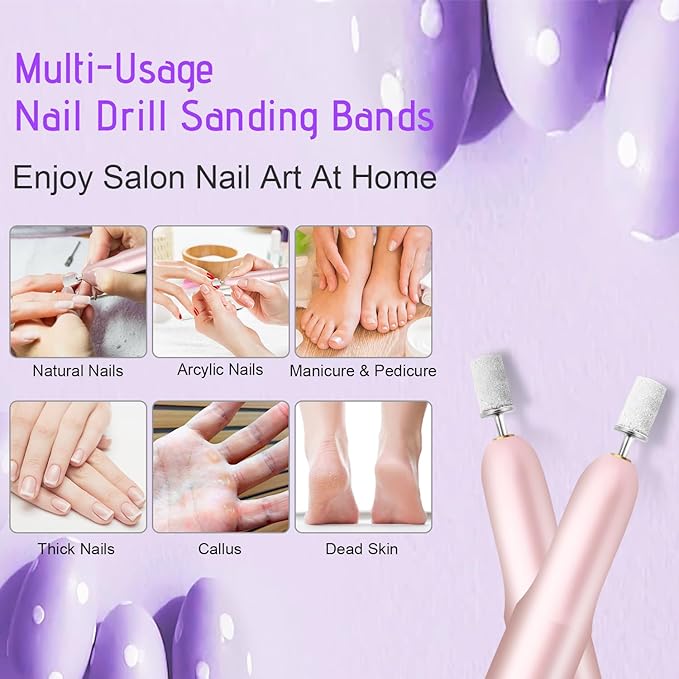 150 Grit Sanding Bands for Nail Drill, 100Pcs Medium Grit Sanding Band for Nail Drill with 3/32” Sanding Bit for Acrylic Nail, Gel Nail Removing, Professional Nail Sanding Band for Manicure & Pedicure