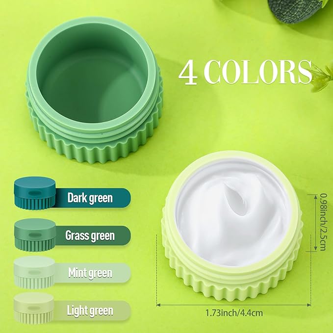Maxcheck 4 Pcs Travel Containers for Toiletries 0.68 Oz/20 ml Small Silicone Cream Jar with Lid Mini Leakproof Lotion Jar Refillable Travel Cosmetic Container for Face Body Skin Cream (Green Color)