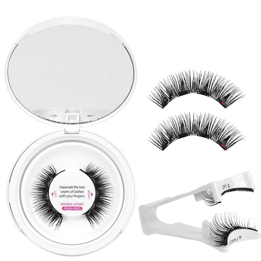 Reusable Magnetic Eyelashes with Applicator No Glue Needed Magnetic Lashes Kit 4Pcs Magnets Per Piece No Glue Needed False Eyelashes Waterproof,Cruelty Free,Easy To Wear (1pair, Fondness)