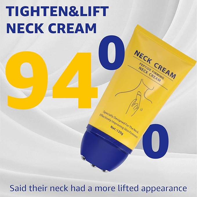Neck Firming Cream with Massage Roller Hydrating & Tightening & Lifting Cream Silky Texture for Woman