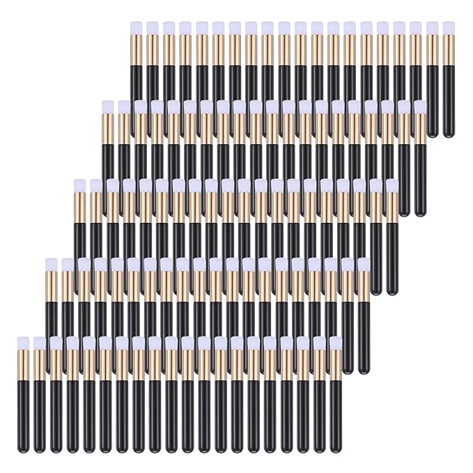 100 Pieces Lash Brushes for Cleaning, Lash Shampoo Brushes Eyelash Extension Cleansing Blackhead Removing Brush Nose Pore Deep Cleaning Facial Cleansing Brush (Black, 3.8Inch)