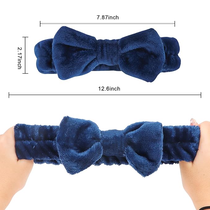CIEHER Spa Headbands for Bachelorette Party Favors, 8 Pcs Spa Headbands for Bride & Bridesmaid - White & Dark Blue