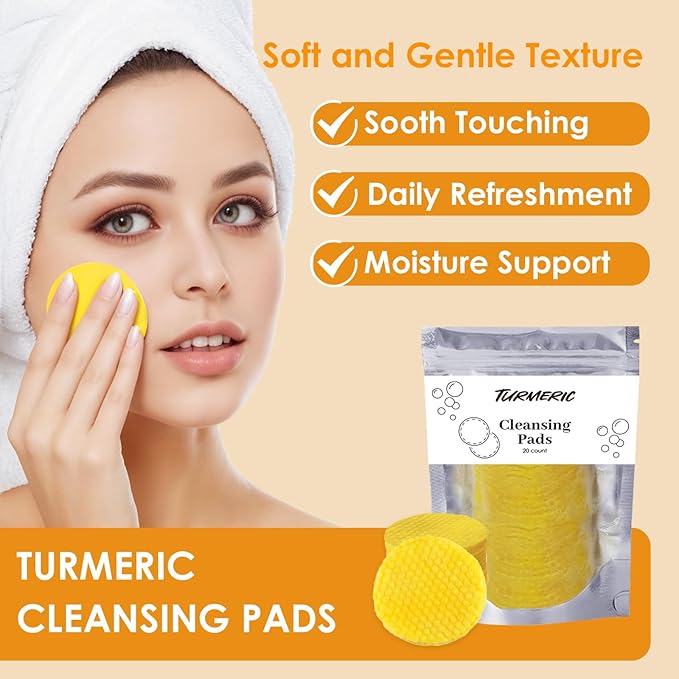 Turmeric Wash and Care Kit – Turmeric Face Wash with Brush, Exfoliating Facial Pads, Turmeric Oil and Cleansing Soap Bars– Jabon de Curcuma, Natural Skincare for Face & Body (3PC Set, Count, 4)