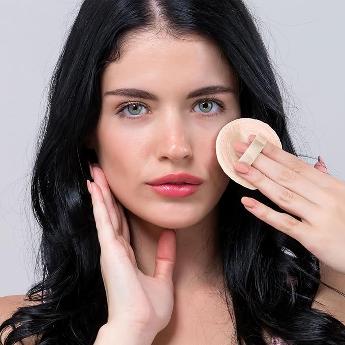 25 Pack 60mm Round Powder Puffs for Foundation Makeup Applicators, Soft Cotton Skin-Friendly Face Powder Sponge Velour Velet Puffs Pads for Cream Cosmetics