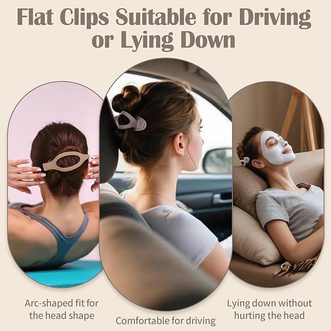 9 Pack Flat Hair Clips for Women, Matte Claw Clips for Thick & Thin Hair, Suitable for Driving (Beige,Light Beige,Taupe)
