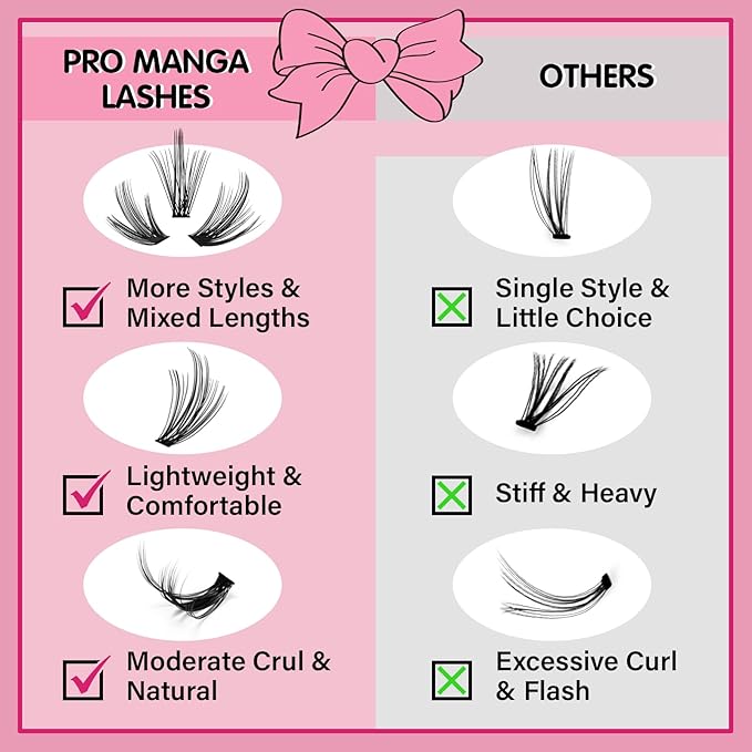 280 Pcs Individual Lashes 30D Mixed Lash Clusters Devil Style Lashes That Look Like Eyelash Extensions Wispy Lashes DIY Individual Lashes At Home (30D-D-8-16mix,Manga)