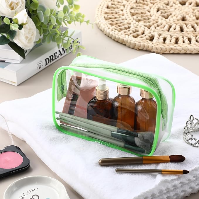 Weewooday 12 Pieces Clear Makeup Bags Cosmetic Storage Bags PVC Zipper Pouches Travel Waterproof Makeup Plastic Case for Women Organizing Toiletries Traveling Bathroom (Large,Bright Color)