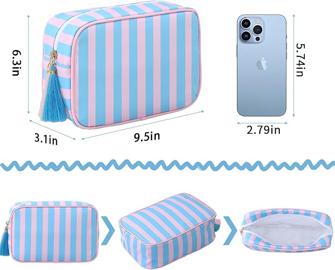 Makeup Bag Travel Cosmetic Bag Organizer Tassel Toiletry Bag Large Canvas Zipper Pouch Mahjong Tile Bag