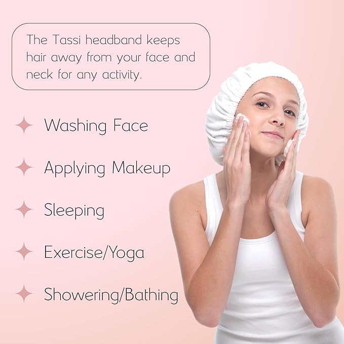 Tassi Reusable Spa Headband Wrap for Women - Hair Holder for Washing Face, Skincare, Makeup, Facials & Cleansing - Keeps Hair Back with No Mess or Marks - One Size Fits All - Scuba Blue