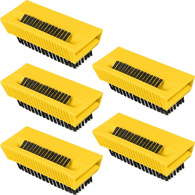 Boao 5 Pcs Hand Scrub Brushes for Nail Cleaning Fingernail Brush Soft Non Disposable Scrub Brush Plastic Hands Nail Cleaning Brushes for Men Women Kids (Yellow and Black)