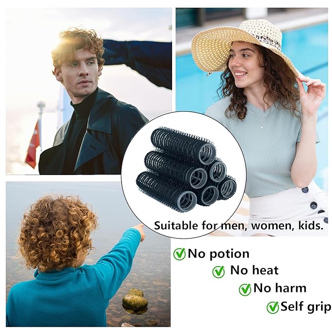 18PCS Self Grip Small Hair Curlers Heatless Roller Hair Curlers Pro Salon Hairdressing Curler DIY Curly Hairstyle Hair Rollers Tools Rat Tail Comb for Women Medium Short Hair(Black)