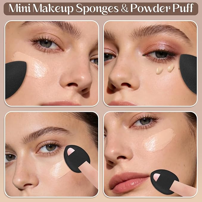 11Pcs Makeup Sponge Set with 5pcs Make Up Sponges,4pcs Cushion Foundation Puff and 2pcs Powder Puff for Foundation and Powder