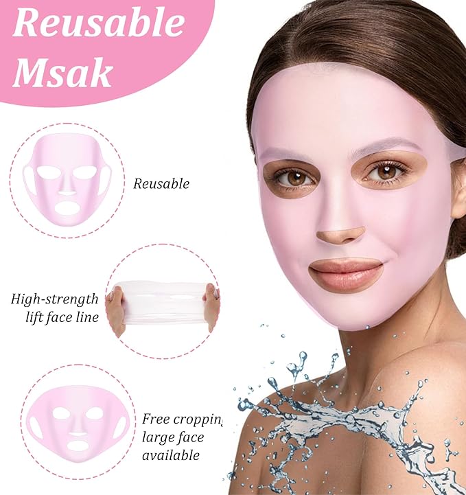 4 Pcs Face Mask Holder Skincare, Silicone Reusable Sheet Mask Holder Anti-Wrinkle Face Masks Cover for Sheet Masks, Moisturizing, Prevent Evaporation, Skincare Tool for Women, Pink & White