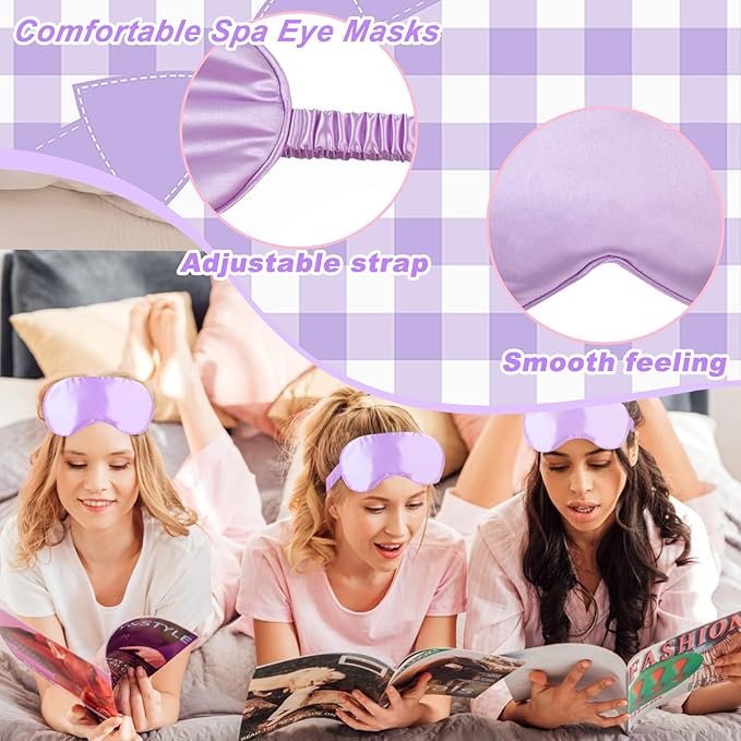 48 Pcs Sleepover Supplies for Girls Skincare Headband and Wristband Set Eye Mask Hair Scrunchie Tote Bag Spa Party Supplies Sleeping Stuff Accessories for Slumber Spa Party Favors Gift