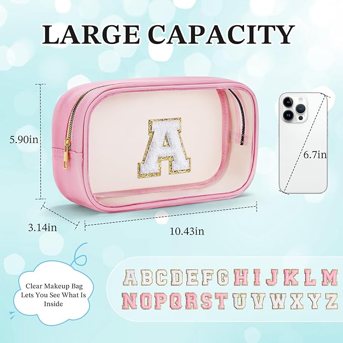 YOOLIFE Valentines Gifts for Grandkids Teacher Gift Travel Toiletry Bag Clear Makeup Bag Travel Essentials Christmas Gifts for Girls Teen Girlfriend Kids Birthday Gift Stocking Stuffers Pink M