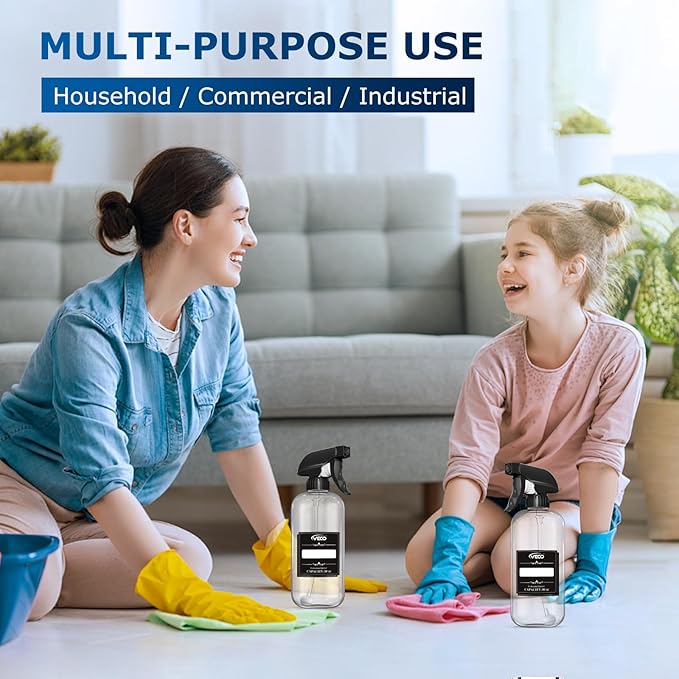 Veco 300mL (10oz) 360° Spray Bottles, 2-Pack — Adjustable Nozzle, Leak-Resistant spray bottles for Cleaning, Plants, Hair & Pet Use + Foldable Funnel