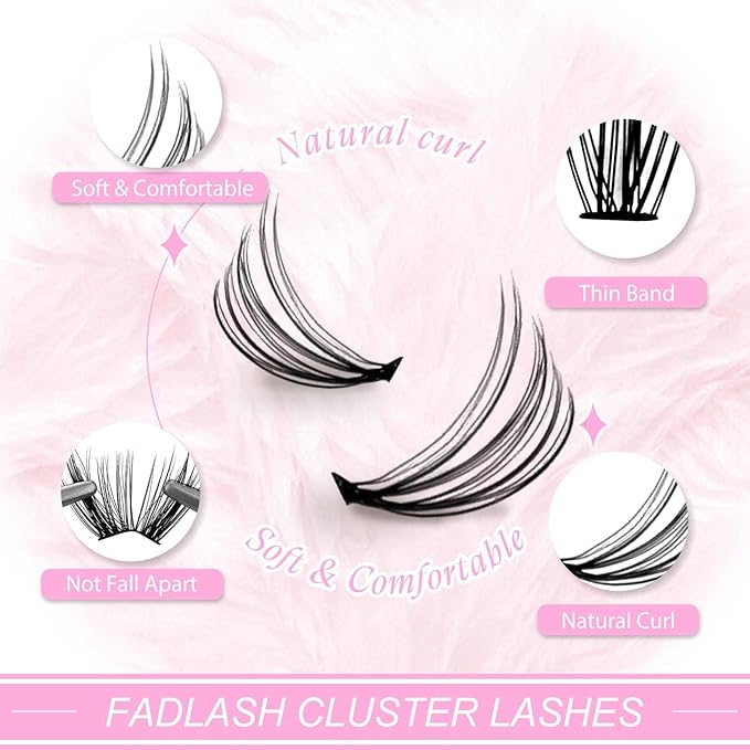 Individual Lashes Large Tray D Curl Lash Clusters 10D 20D 30D 40D Individual Lash Extensions Cluster Lashes Lash Extension Supplies Eyelash Clusters (20D-0.07D, 12mm)