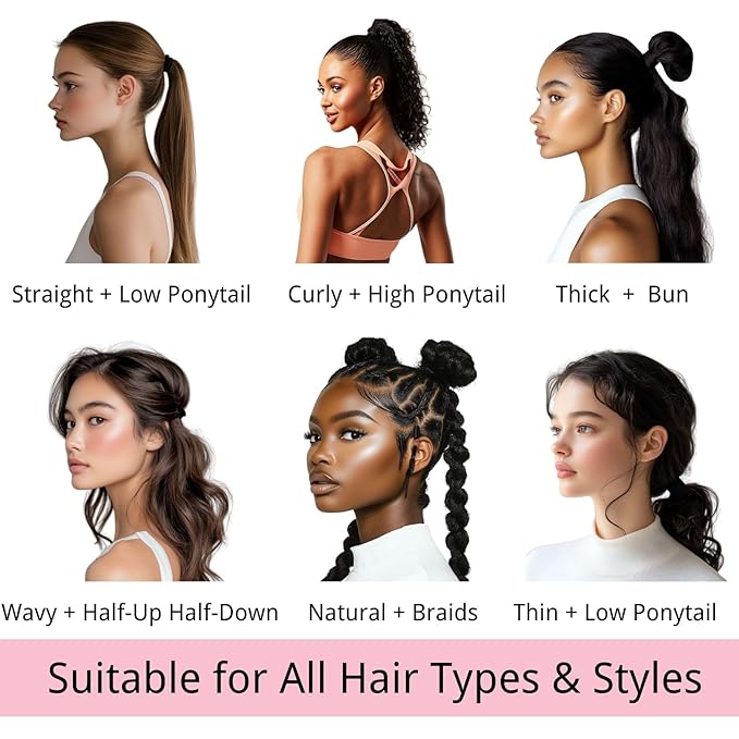 LuSeren 120 Pcs No Damage Hair Ties for Thick Hair, Large Soft Seamless Nylon Hair Elastics for Women, Ponytail Holders, Hair Accessories – Light Brown