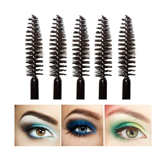 G2PLUS 50pcs Disposable Eyelash Brushes, Mascara Wands Applicator Makeup Kits, Eyelash Spoolies Brushes for Lash Extensions, Eyebrow Grooming, Makeup Kit, Salon Professional Use (Black)