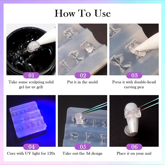 Laza 4pcs Button Silicone Nail Art Molds, 3D Multiple Shapes Embossed Button Nail Charms Nails Accessories with Carving Pen Resin Nail Art Mold Manicure Tools for Manicures Design