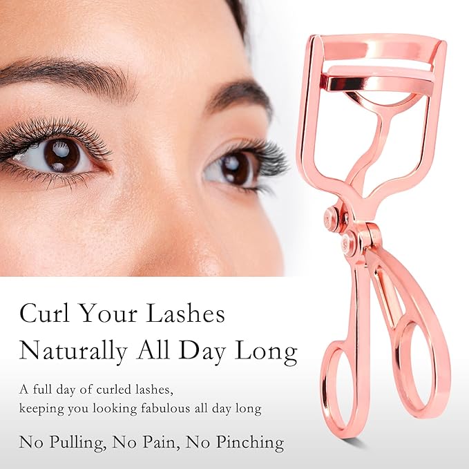Luxurious Eyelash Curler, Professional Eyelash Curlers Long Lasting Lash Curl Eye Opening Voluminous Lashes Curler Heavy Duty, Zinc Alloy (Pink)