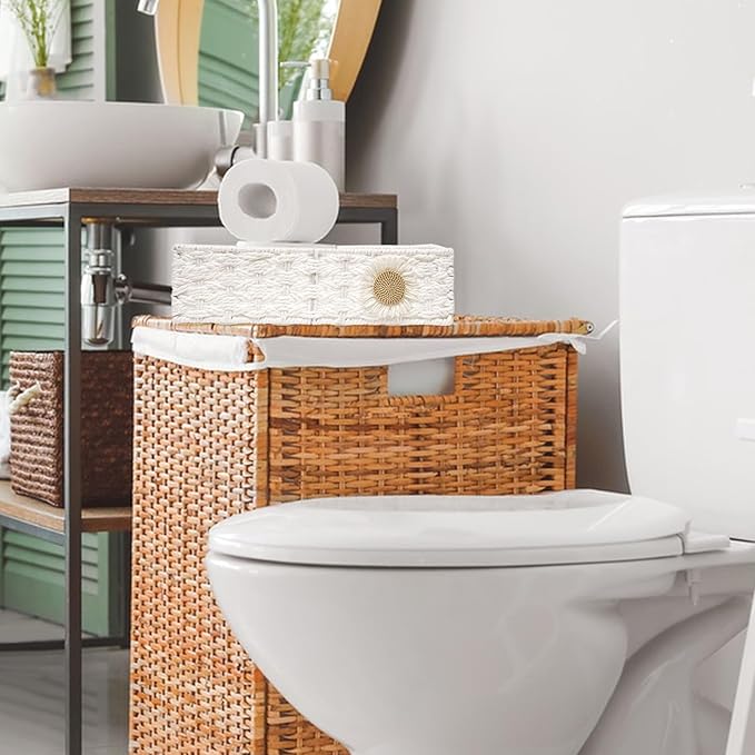 Toilet Paper Basket for Tank Top Bathroom Decor Baskets for Organizing Bathroom Tray for Counter Storage Basket for Bathroom Organizer-White