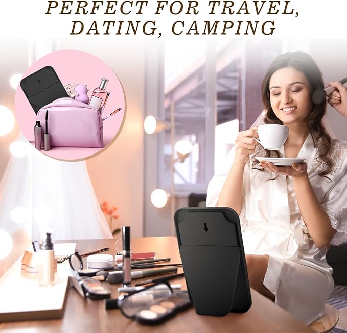 12 Pack Desktop Makeup Mirror Bulk 90° Adjustable Portable 8" Vanity Table Mirror with Stand, Folding Travel for Makeup Party Spa Party, Women, Cosmetics Personal Beauty (Black)