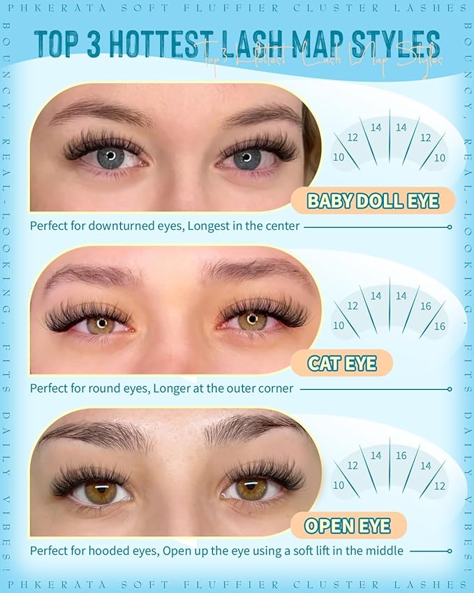 PHKERATA Lash Clusters Kit Natural Eyelash Clusters Wispy Lash Extension Kit 180Pcs Cluster Eyelash Extensions Kit 10-16mm C Curly Individual Lashes Soft with Lash Bond and Seal, Lash Tweezers