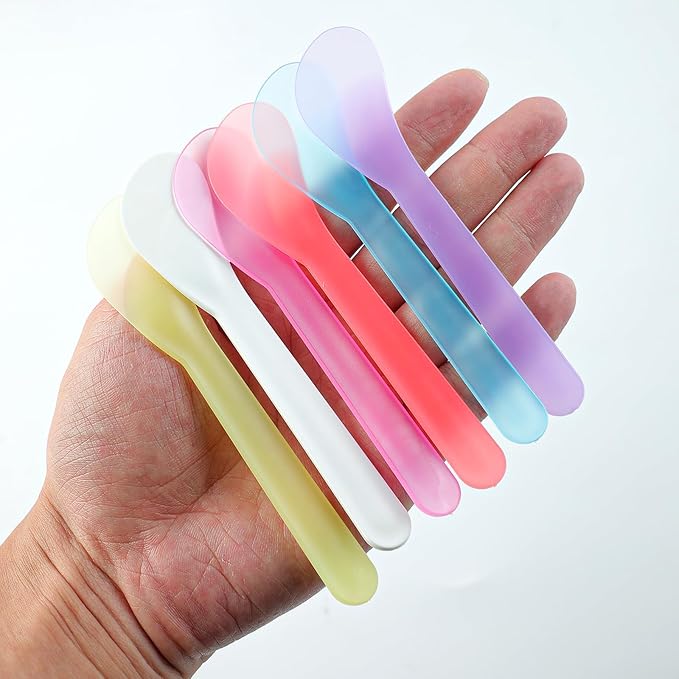 200 Pack Large Cosmetic Spatulas 5 Inch Plastic Makeup Spatulas Disposable Facial Skincare Face Mask Applicators (Mixed Colors)