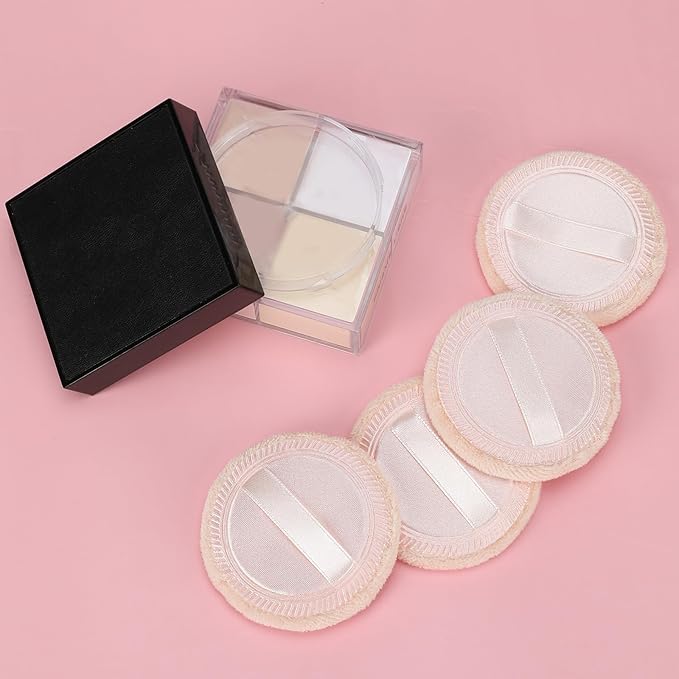 12 Pieces Face Powder Puffs Cotton Makeup Pads Soft Compact Puffs for Loose Setting Pressed Powder, 2.36 Inch (Beige)