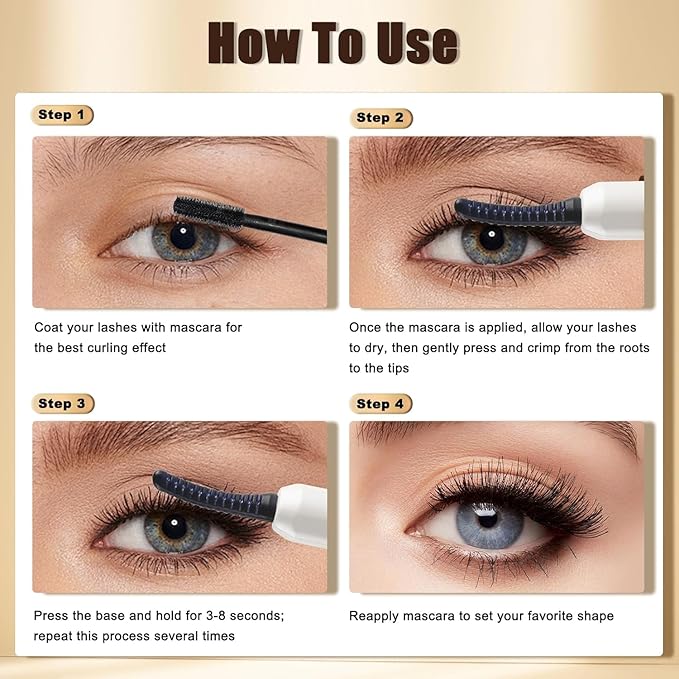 Heated Eyelash Curlers with Battery Indicator, Electric Eyelash Curler 3 Temperature Modes LED Display USB Rechargeable Makeup Tools, Heated Lash Curler Ideal Christmas Gift for Women W-1