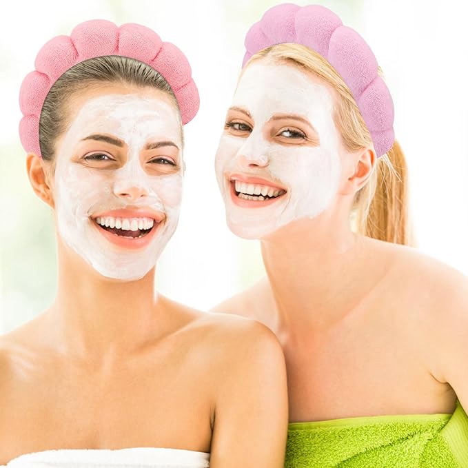 Canitor 4 PCS Spa Headband - Pink Skincare Makeup Face Wash Skin Care Make Up Cute Preppy Teen Girl Gifts Trendy Stuff Aesthetic Bachelorette Party Favors Valentines Day Christmas