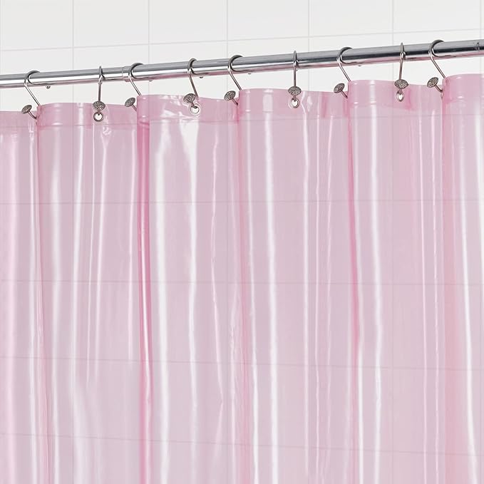 Barossa Design Clear Pink Long Shower Curtain Liner 78" Height - 3 Magnets & Waterproof Lightweight PEVA Shower Liner for Bath Tub, PVC Free, Metal Grommets, Clear Pink, 72x78