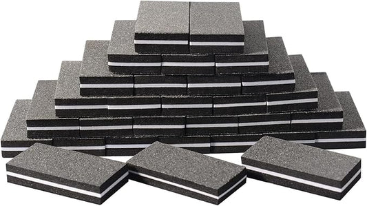 Diesisa Buffer Block Nail File, 100/180 Grit Sponge Nail Buffers for Acrylic Nails, Mini Buffing Block Double Sided for Manicure Tools 30 Count - Black