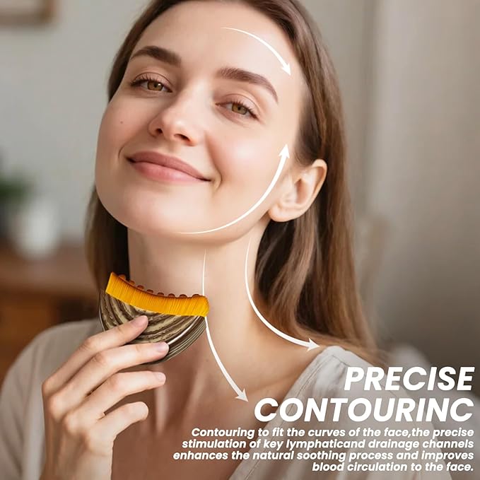 Lymphatic Contour Face Brush,Dry Lymphatic Drainage Massager,Soft Dry Brushing Beauty Tool for Jawline, Chin & Facial Sculpting Designed to Fit The Skin Precisely and Relieve Fatigue (1PC)