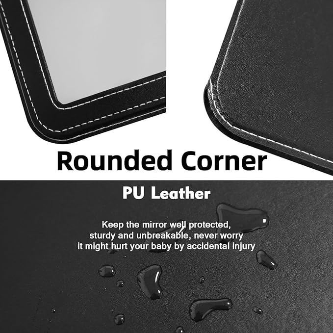 Foldable Travel Makeup Mirror PU Leather with Adjustable Stand, Desktop Portable Folding Rectangular Vanity Mirror for Travel, Camping, Office, 7x9 Inches