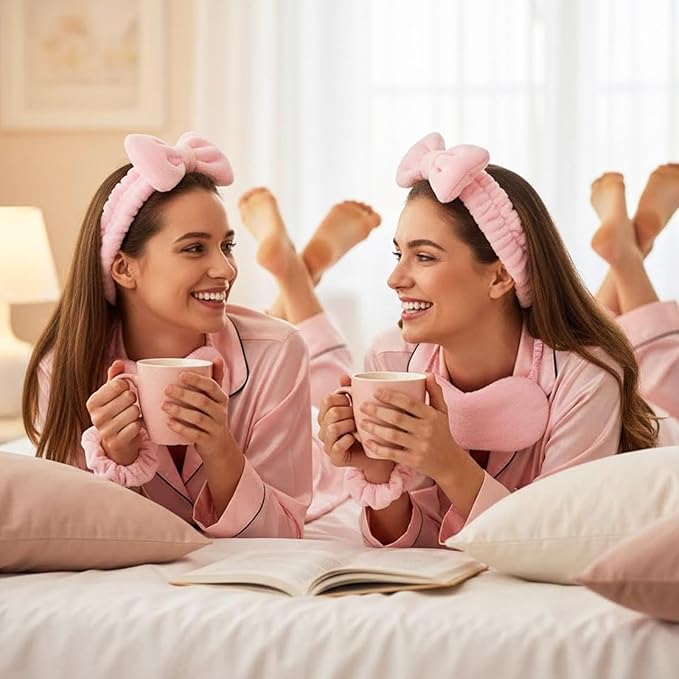 36 PCS Spa Headband Bulk, Girls Spa Headband Pink Makeup Headbands Eye Mask Coral Fleece Scrunchies Sleepover Party Supplies Slumber Party Supplies for Girls for Women and Girl Gifts