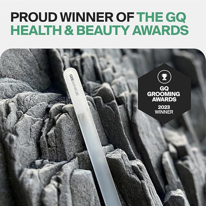 GERMANIKURE Glass Nail File in Cork Sleeve - Eat Well Travel Often - Professional Crystal Nail File for Natural Nails - Ideal Manicure & Pedicure Tool for Smooth, Easy Shaping - Nail Care Gift