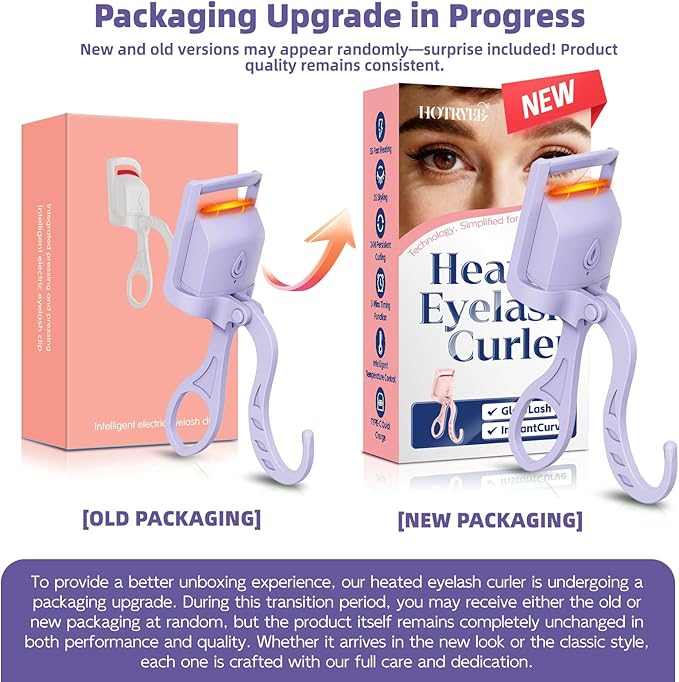 Heated Eyelash Curler, 5s Fast Heating Electric Eyelash Curler, Safe Anti-Burn Eyelash Curlers with Silicone Pad, Type-C Quick Charge, Intelligent Temp Control, 24H Long-Lasting Curls (Purple)