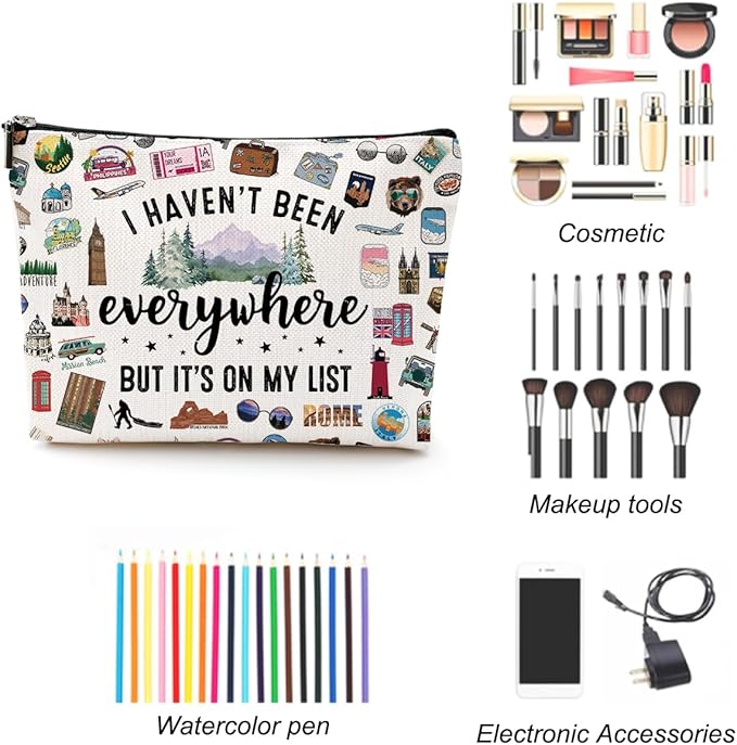 LONGXIN Travel Bag Gifts for Women Travel Makeup Bag Essentials Cosmetic Bag Toiletry Bag World Gift Flight Vacation Gifts for Women Sister Friend