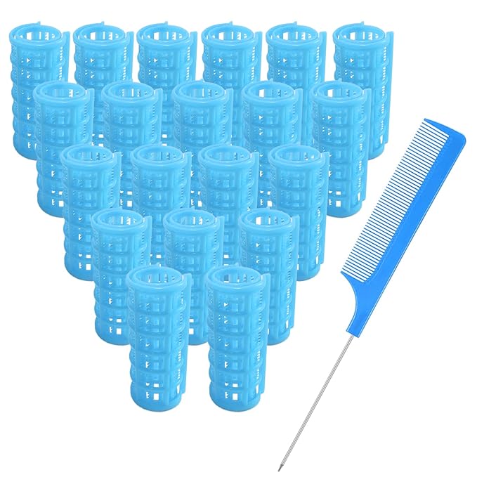 20PCS Plastic Snap-On Self-Grip Heatless Curlers Set 2.5cm/1in for DIY Hairstyling and Salon Use