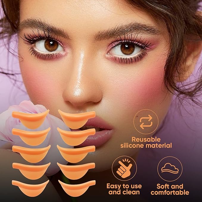 Libeauty Eyelash Lift Shield Lash Perm Pads 10 Pcs Reusable Eyelash Perming Curler Lower Eyelash Pads Lifting Rods