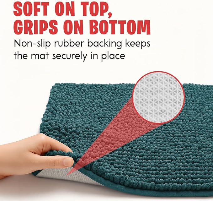 MudGuard Mat™ Dog Door Mat for Muddy Paws, Super Absorbent Microfiber, Non-Slip Indoor Mat, Quick Dry Chenille Mud Mat for Dogs & Entryway, Washable, Atlantic Blue 36" x 60"