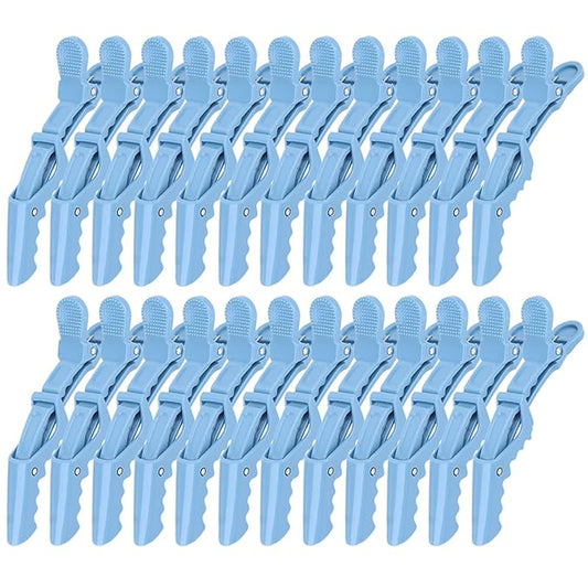24 Pack Alligator Hair Clips for Styling, Sectioning Crocodile Hair Clips Professional Barber Accessories for Salon of Thick Curly Volume Hair (Blue)