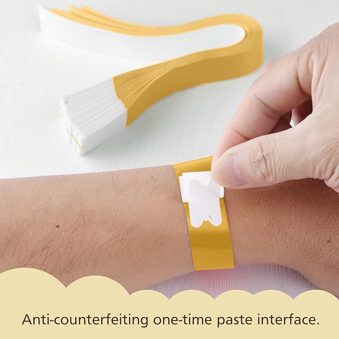 MIAHART Paper Wristbands for Events - 300 Pcs Gold Waterproof Party Arm Bands for Lightweight Concert Use