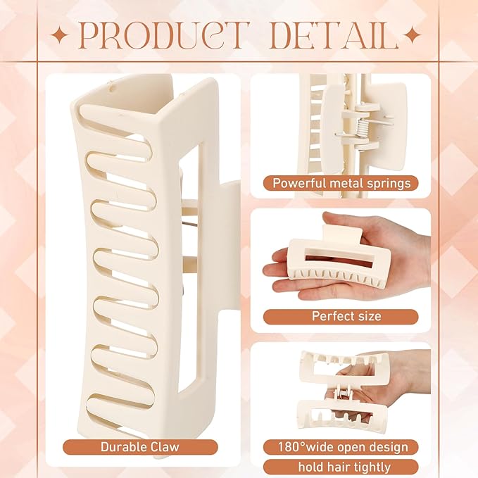 Hotop 50 Pcs Cute Hair Claw Clips Set Nonslip Square Clips Colorful Rectangle Hair Accessories for Women(4.1 Inch,Neutral Color)