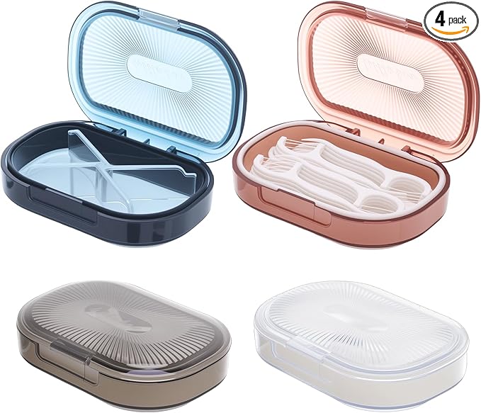 4 Pcs Qtip Holder Hair Tie organizer Small Container Portable Travel Qtips Case Cotton Swab Holder Flosser Dispenser 4 Soft Colors 3.94 x 2.76 Inch