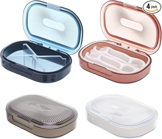 4 Pcs Qtip Holder Hair Tie organizer Small Container Portable Travel Qtips Case Cotton Swab Holder Flosser Dispenser 4 Soft Colors 3.94 x 2.76 Inch