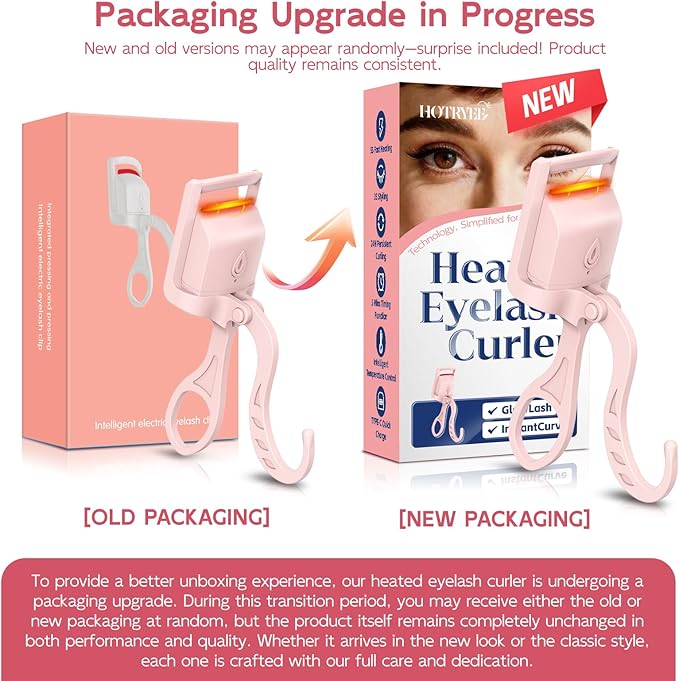 2PCS Heated Eyelash Curler, 5S Fast Heating Electric Eyelash Curler, Safe Anti-Scald Eyelash Curlers with Silicone Pad, Type-C Quick Charge, Intelligent Temp Control, 24H Long-Lasting Curls